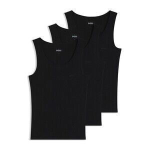 HUGO BOSS Shirt Mens Medium Black 3-Pack Ribbed Regular Fit Tank Top Logo